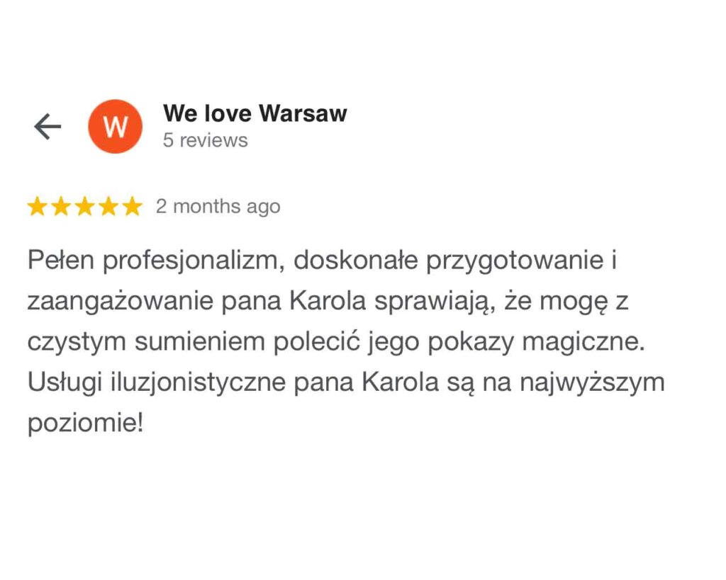 Opinia iluzjonista Karol Sanetti