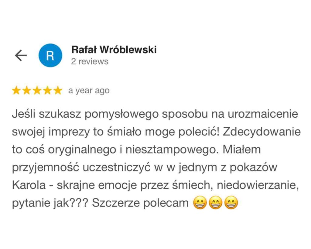 Opinia iluzjonista Karol Sanetti