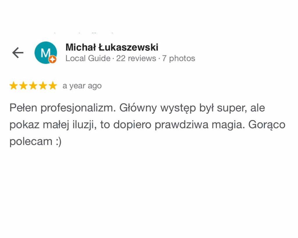 Opinia iluzjonista Karol Sanetti