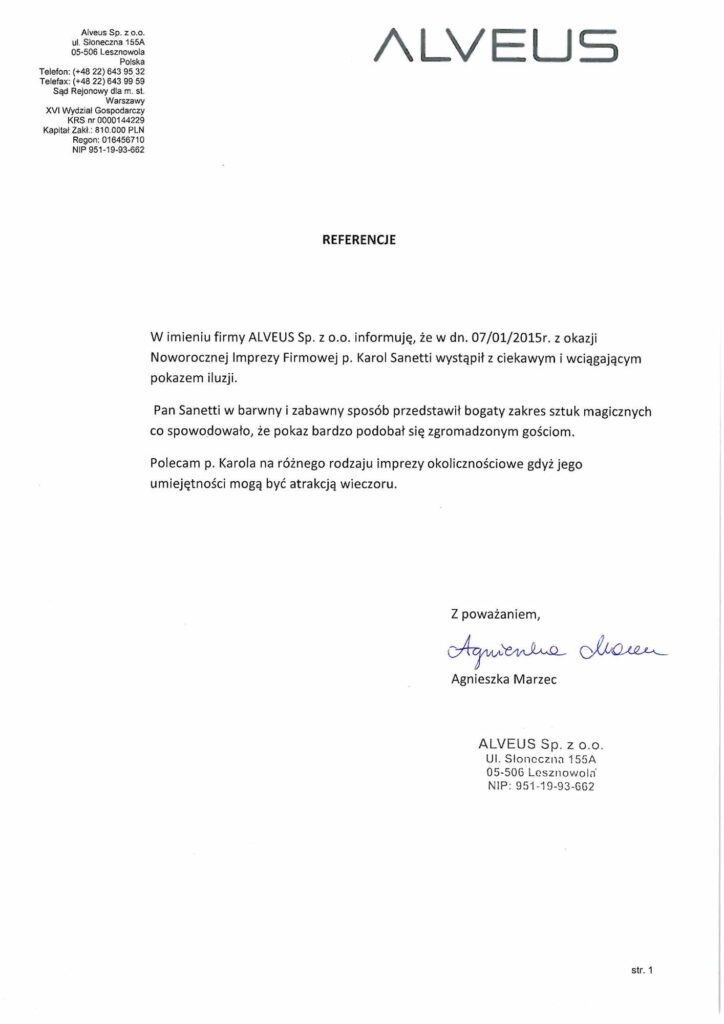 referencje ALVEUS